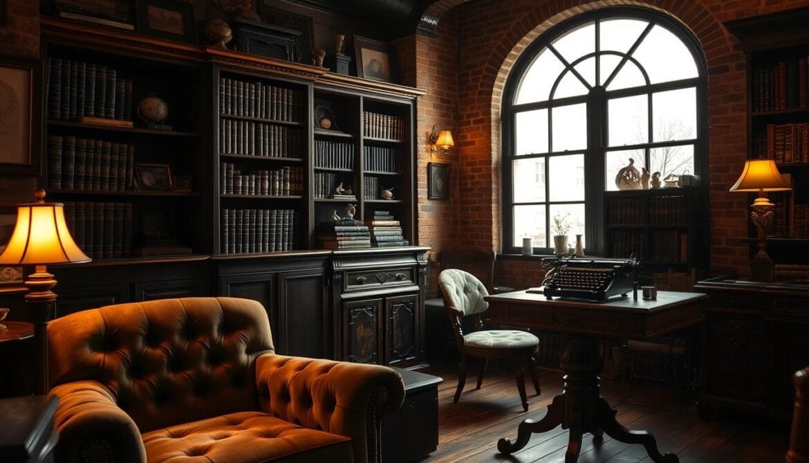 Gemütliches Wohnzimmer im Retro-Stil mit klassischen Möbeln und nostalgischem Flair