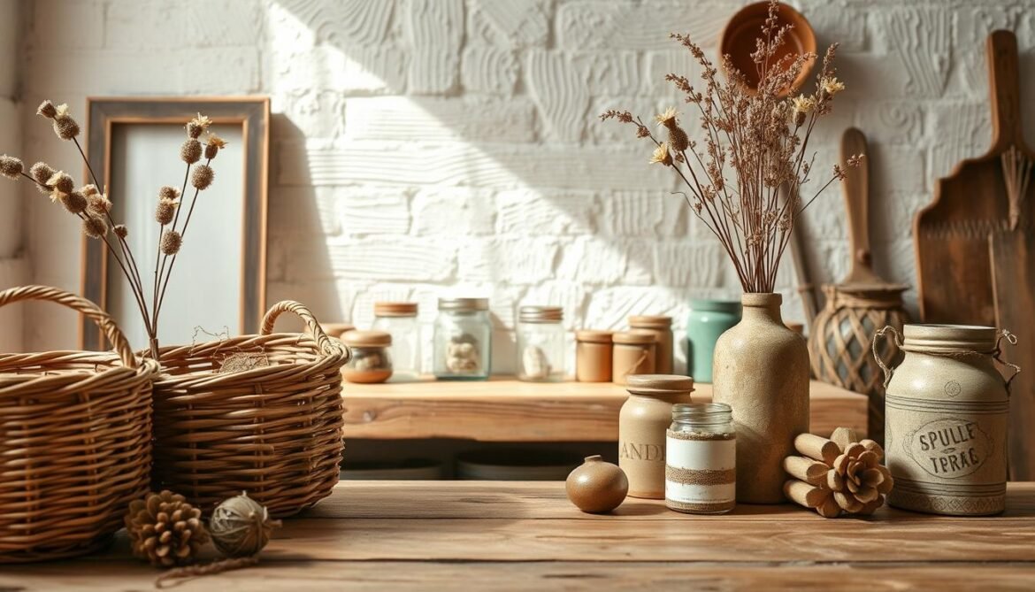 Selbst gestaltete Dekoelemente und kreative DIY-Projekte für ein individuelles Vintage-Wohnambiente.
