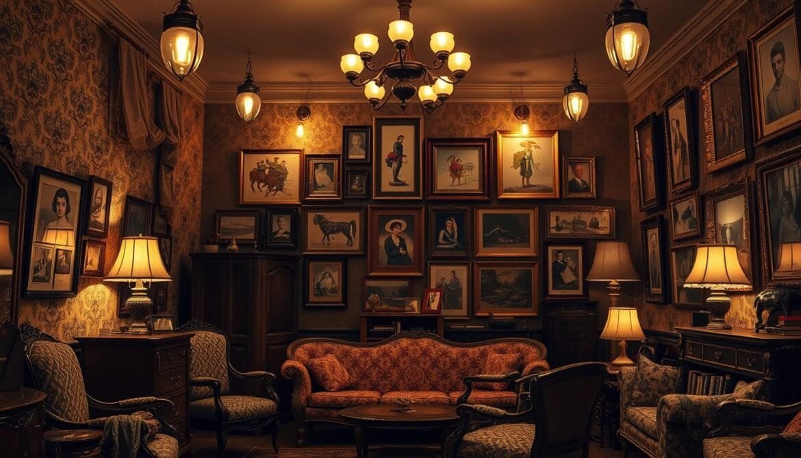 Retro‑Wandgestaltungsidee: Klassische Galerie‑Wand mit gerahmten Retro‑Fotografien für einen charmanten Nostalgie‑Look.
