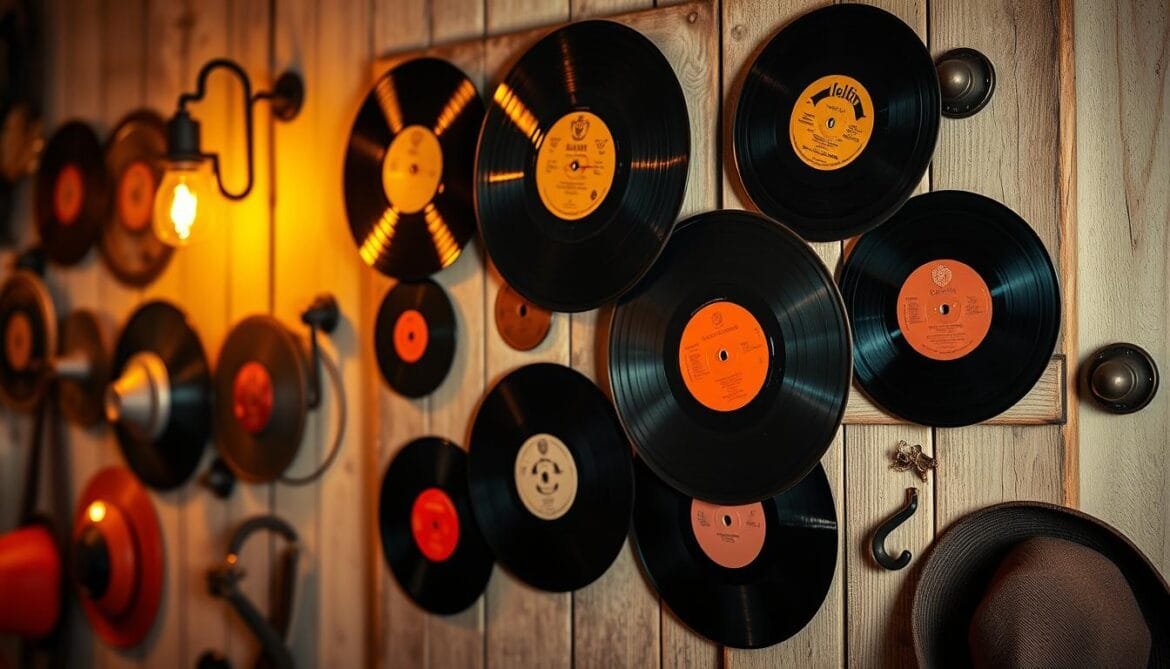Retro-Wanddeko mit Schallplatten